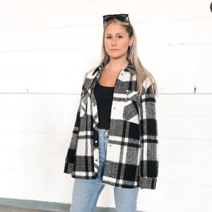 BDG plaid black and white shacket